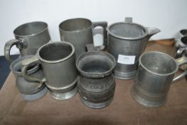 Seven Pewter Tankards