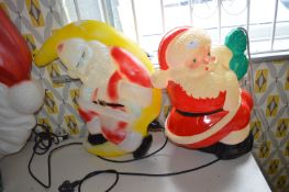 Two Outdoor Light Up Santas