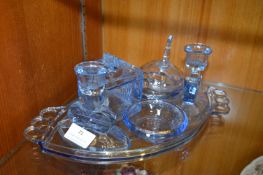 Blue Glass Dressing Table Set