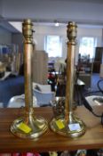 Two Brass Classical Style Lamp Bases