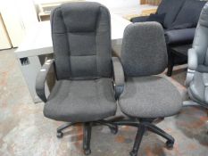 Two Grey Upholstered Office Chairs