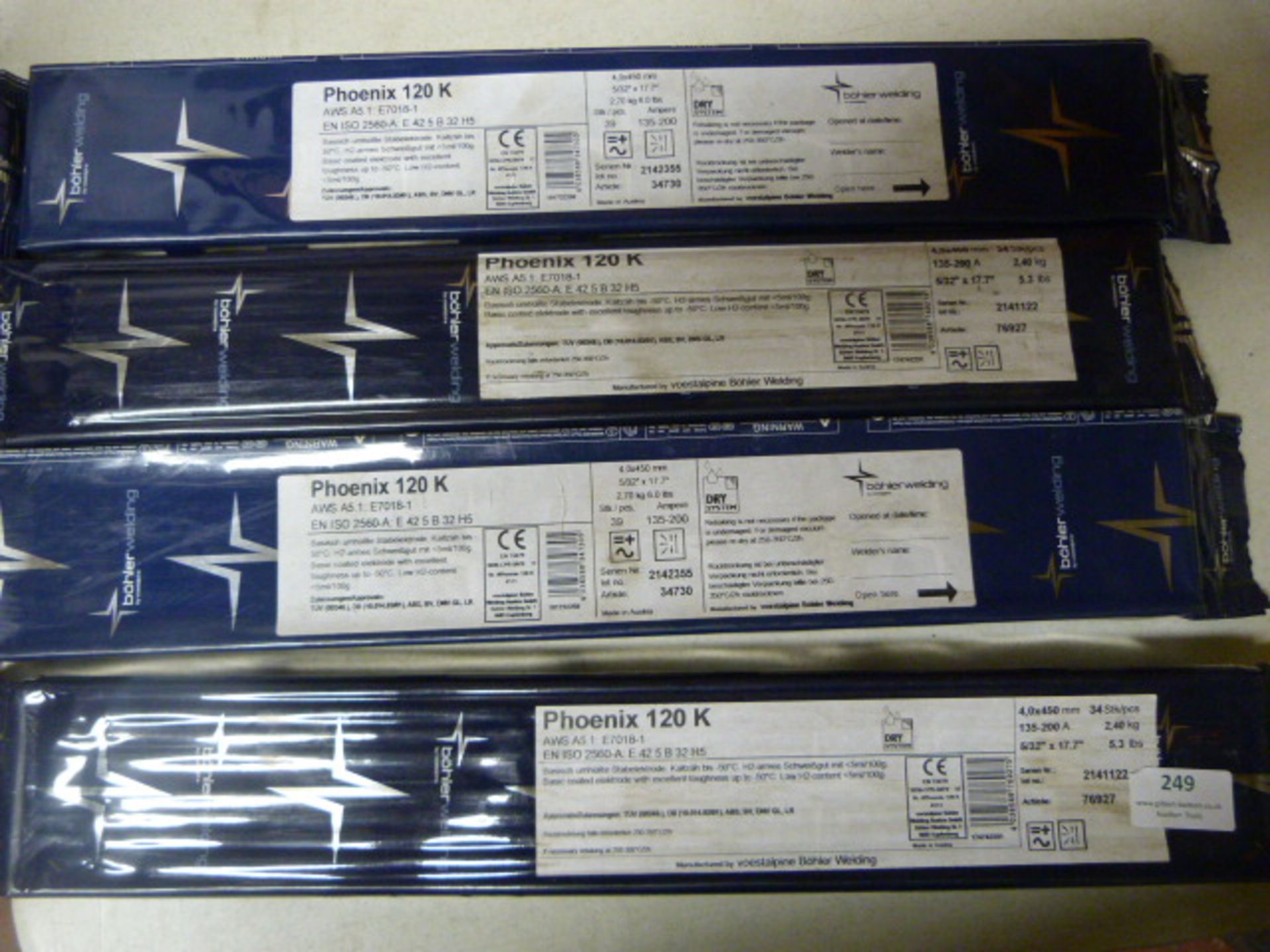 Four Packs of 4x450mm E7018-1 Phoenix Welding Rods