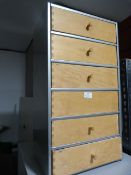 Metal Framed Drawers with Six Wooden Drawers