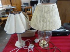 Cut Glass Table Lamp and Another