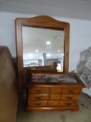 Pine Framed Mirror and a Jewellery Box