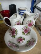 Floral Design Portmeirion Jug, Bowl and Watering C