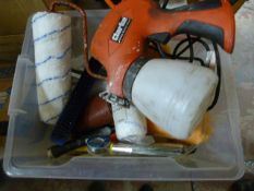 Box of Decorating Equipment; Rollers, Spray Gun, e