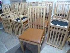 Nineteen Tan Upholstered Wooden Dining Chairs