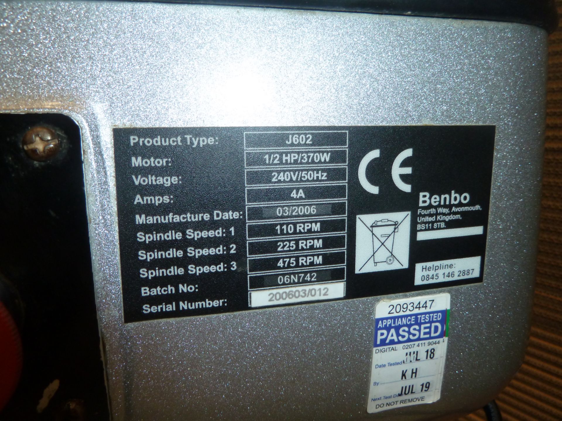 * Benbo Benbo bakery mixer, very good condition. (450Wx840Hx450D) - Image 4 of 4