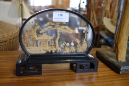 Japanese Carved Landscape in a Glass Case