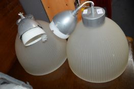 Two Large Frosted Glass Ceiling Lights