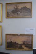 Pair of Gilt Framed Print - Country Scenes