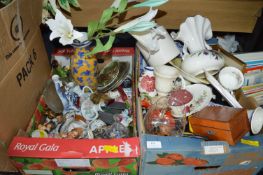 Two Boxes of Decorative Pottery Items, Ornaments,