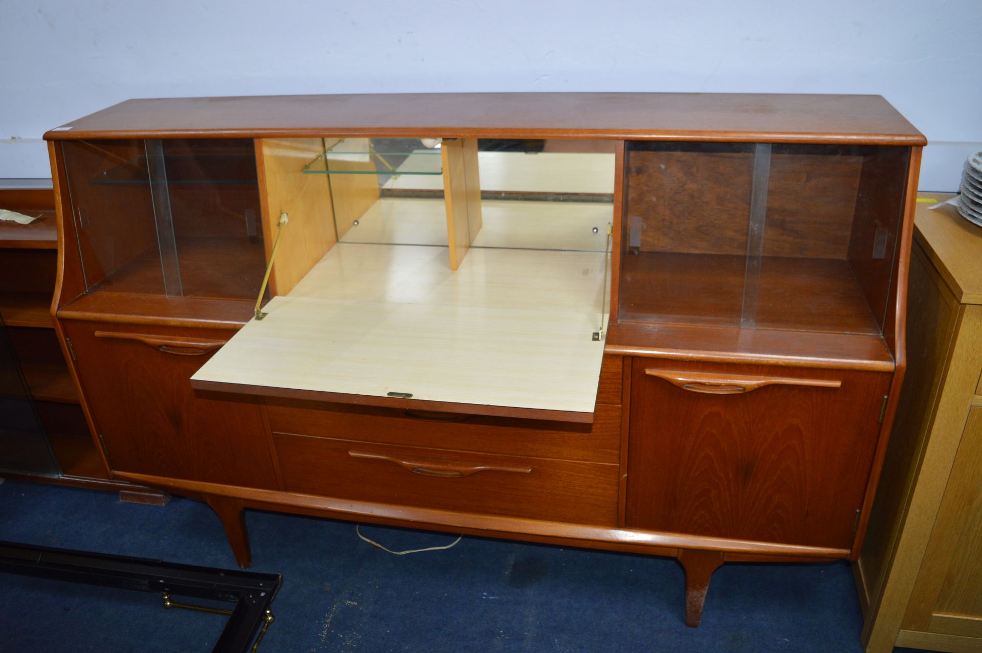 Retro Teak Sideboard with Drop Down Drinks Cabinet - Image 2 of 2
