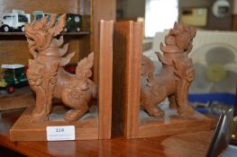 Carved Eastern Dragon Book Ends
