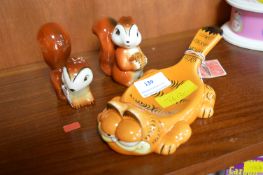Garfield Soap Dish and Two Goebel Squirrels