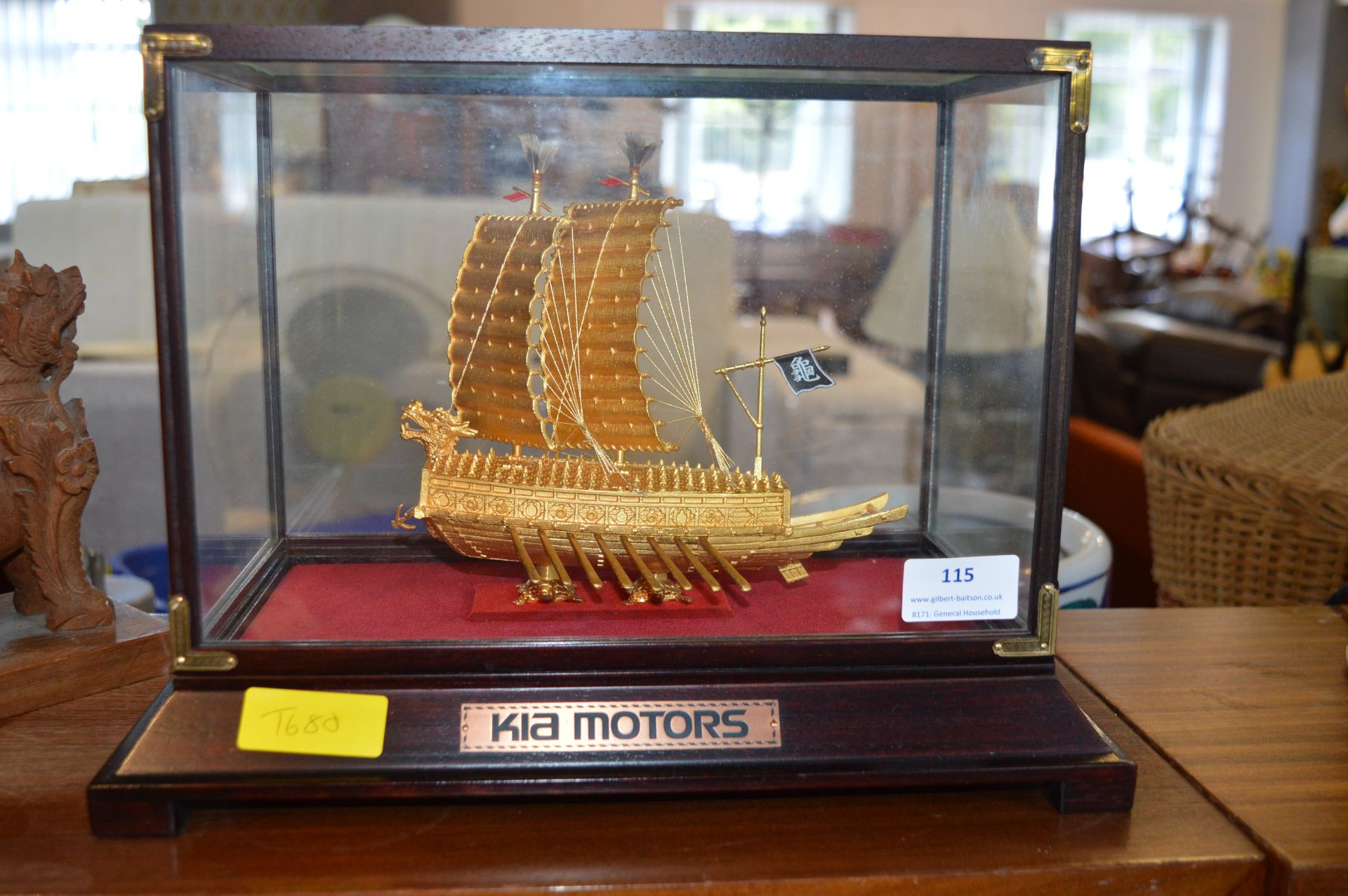 Kia Motors Golden Dragon Boat in Display Case