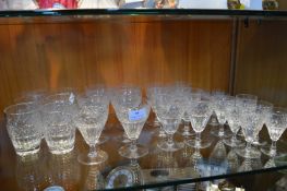 Five Sets of Six Cut Glass Crystal Drinking Glasse