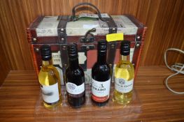 Wine Case and Four Miniature Bottles of Wine