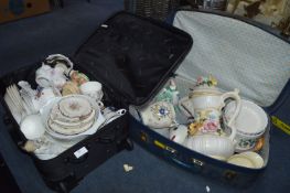 Two Suitcases Containing Pottery Items