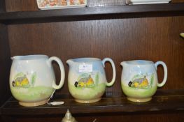 Set of Three Graduated Cottage Jugs