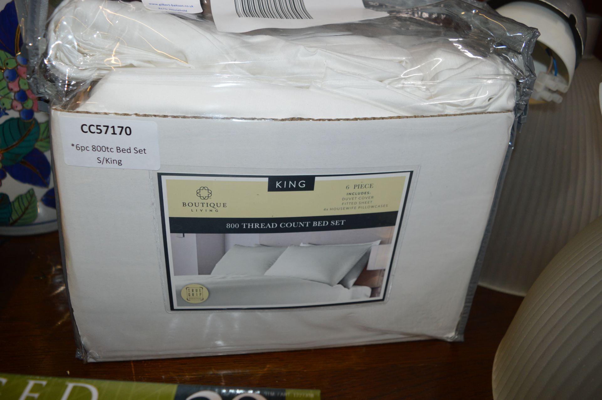 *6pc Super-King White Cotton Bed Set