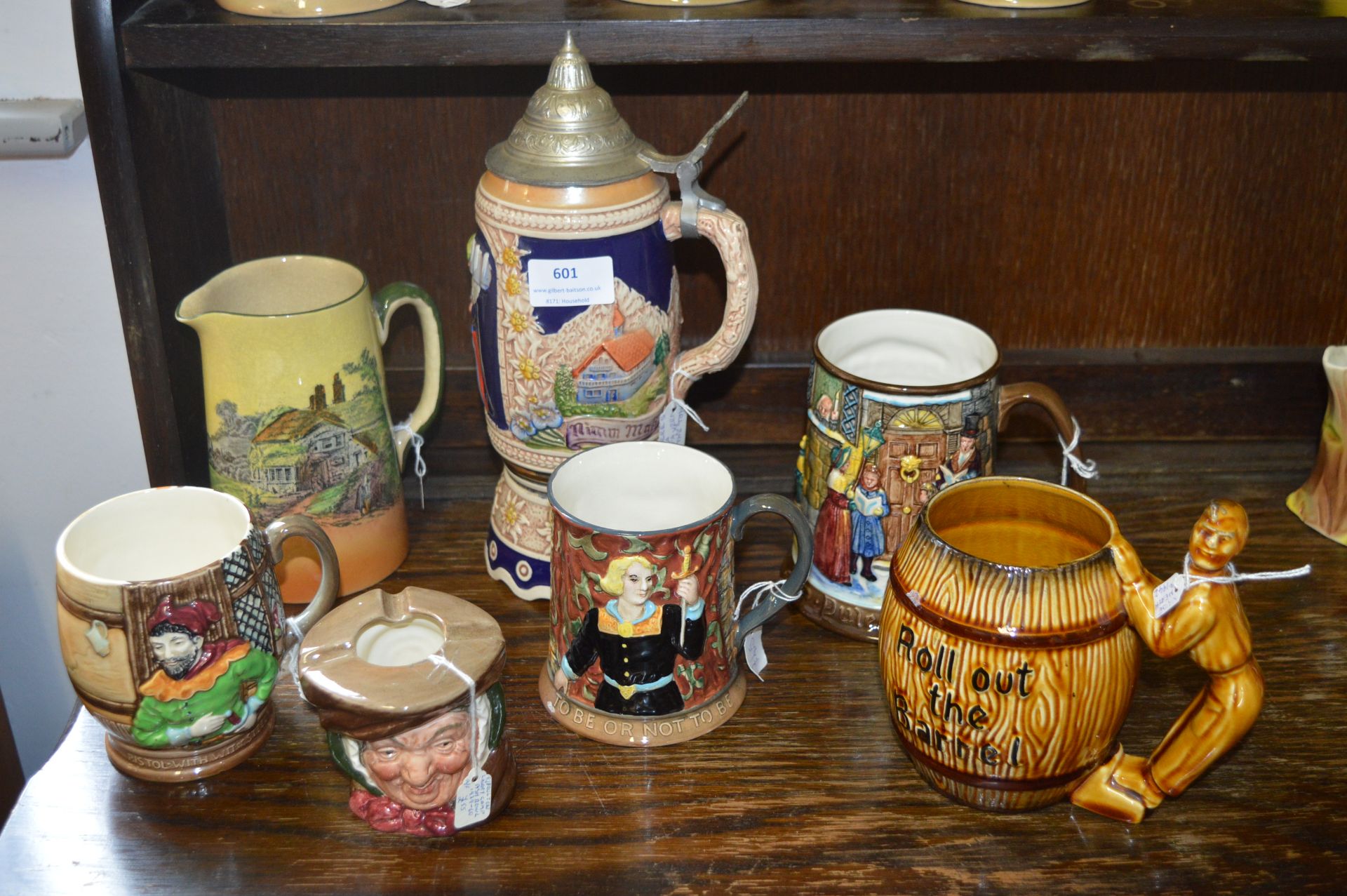 Blue Jugs and a Stein by Doulton, Beswick, etc.