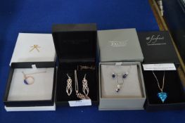 Four Boxed 925 Sterling Silver Pedant Sets