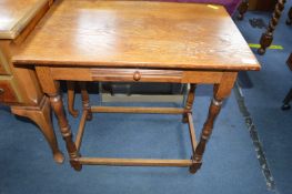 Edwardian Oak Single Drawer Side Table