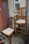 Four 1930's Oak Dining Chairs