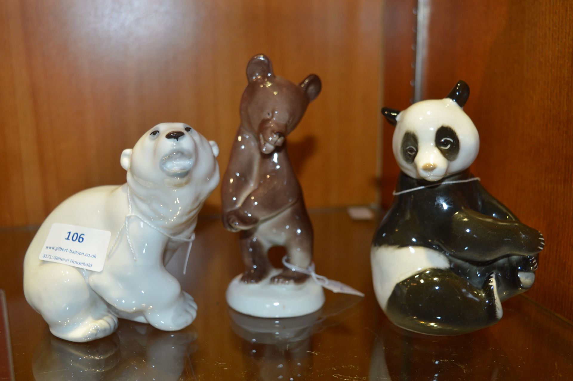 Three Russian Figures; Bear, Panda and Polar Bear