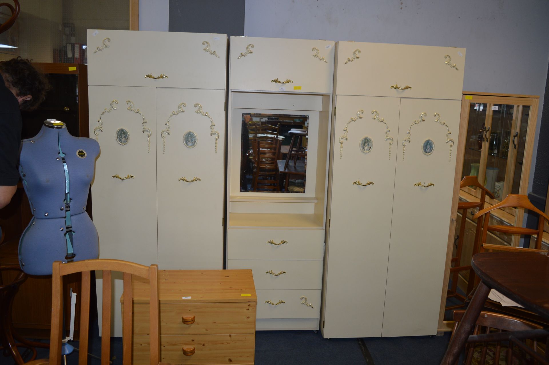 Ivory Bedroom Wardrobe Set; Two Two Door Wardrobes