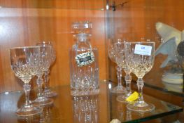 Crystal Decanter and Six Wine Glasses