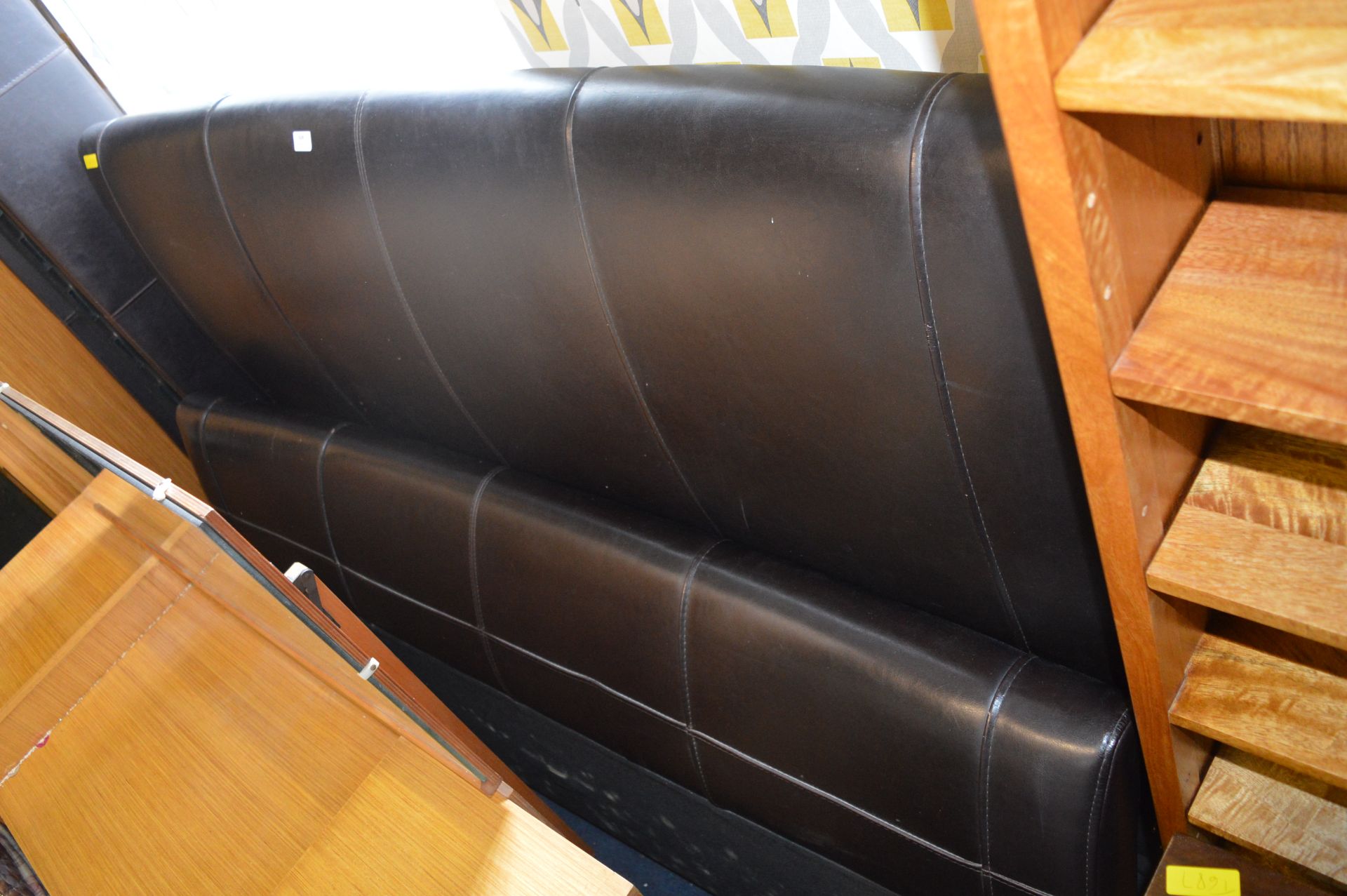 Brown Leatherette King Size Bed Frame 160cm Wide