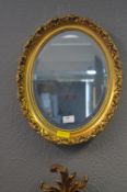 Oval Gilt Framed Beveled Edge Wall Mirror