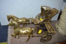Two Brass Horses & Carriages