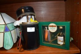 Leather Drinks Flask Cask and a Mini Hip Flask