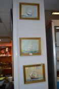 Three Oil on Board Pictures of Sailing Ships