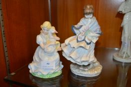 Two Coalport Figurines - Goose Girl and The Visiti