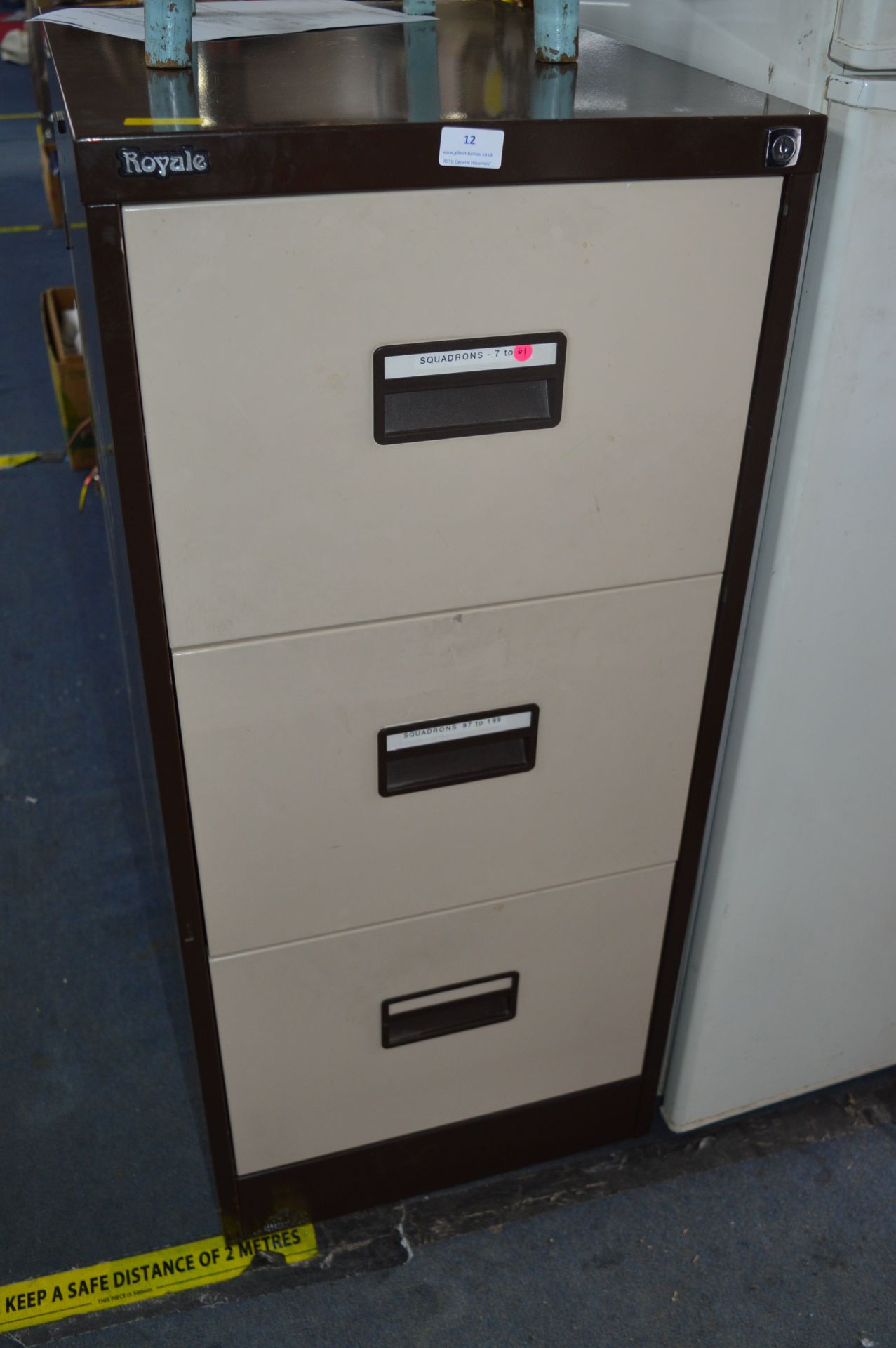 Royale Three Drawer Brown Metal Filing Cabinet