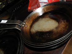 *Four Black Iron Saute Pans