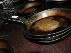 *Three Black Iron Saute Pans