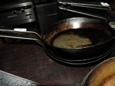 *Three Black Iron Saute Pans
