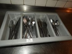 *Stainless Steel Cutlery Tray Containing Knives, Forks and Spoons