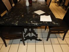 *90x150cm Simulated Marble Topped Table on Cast Ir