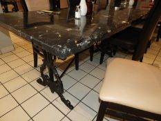 *90x150cm Simulated Marble Topped Table on Cast Ir