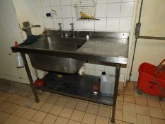 *Stainless Steel Commercial Sink Unit with Right Hand Drainer and Undershelf