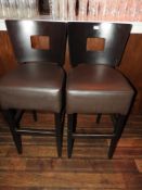 *Pair of Brown Leather High Seat Bar Stools