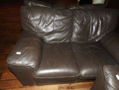 *Brown Leather Two Seat Sofa