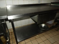 *Stainless Steel Preparation Table with Upstand to rear, Undershelf and Drawer 150x65cm